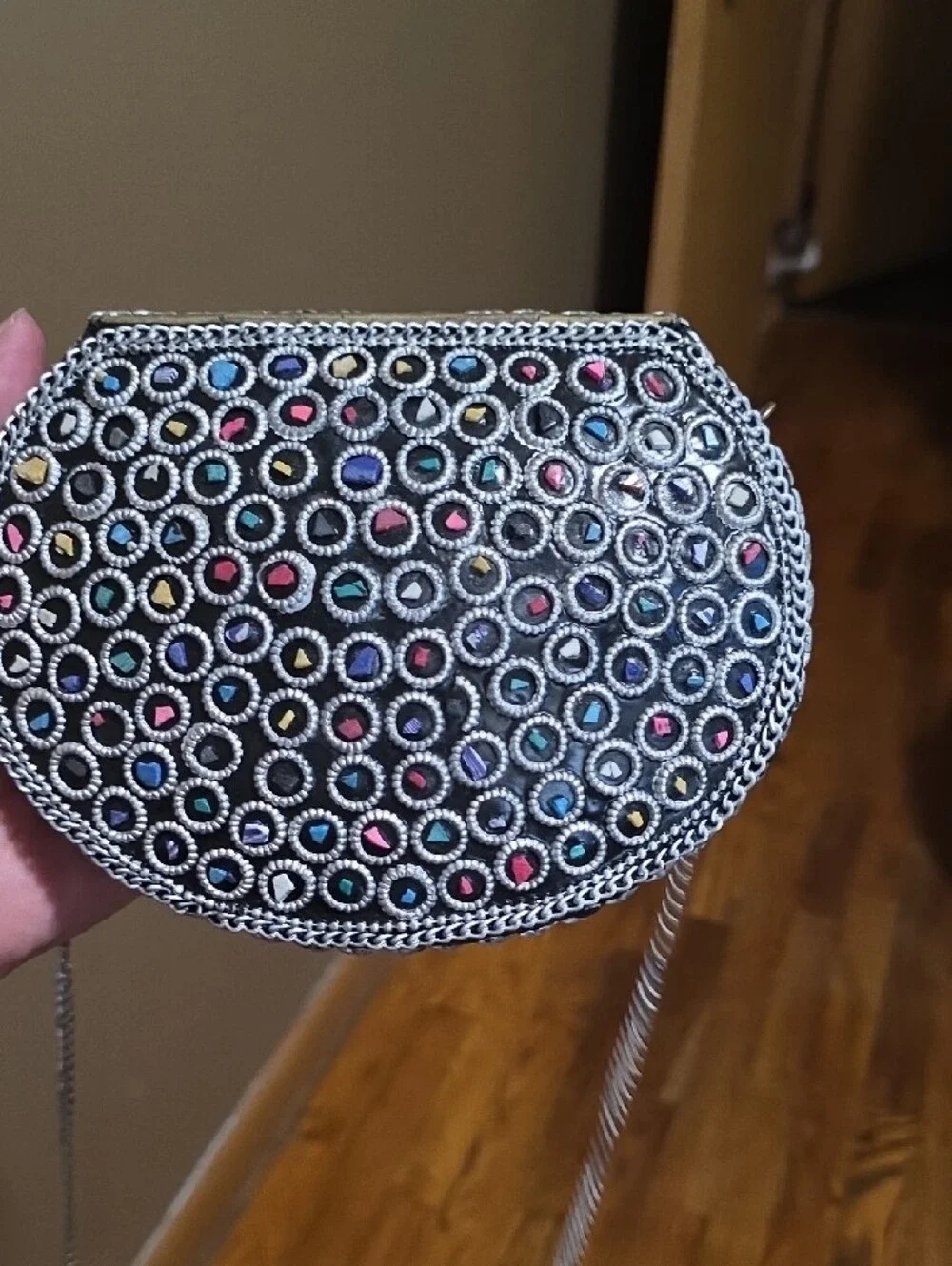 Ramla Multi-Color Embellished Round Crossbody Bag - Women